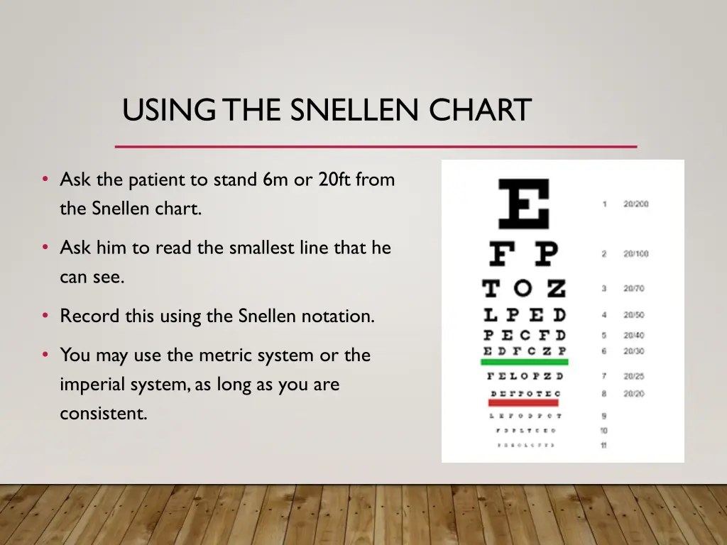 using the snellen chart