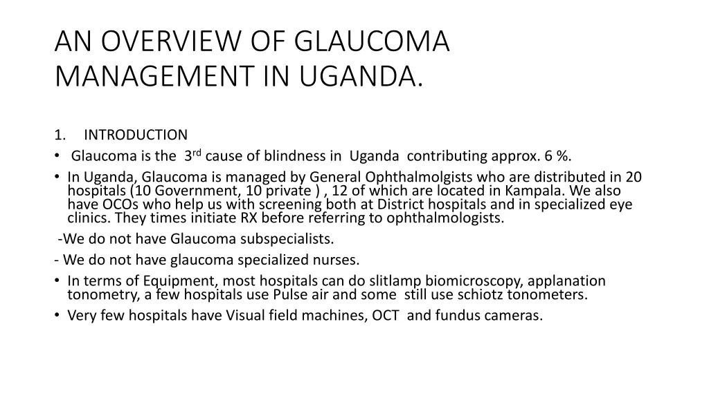 an overview of glaucoma management in uganda