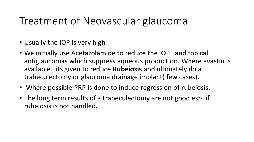 treatment of neovascular glaucoma