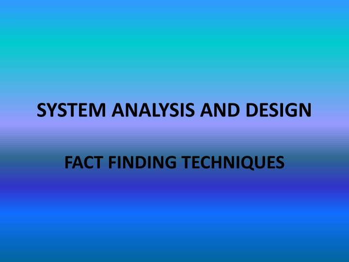 system analysis and design