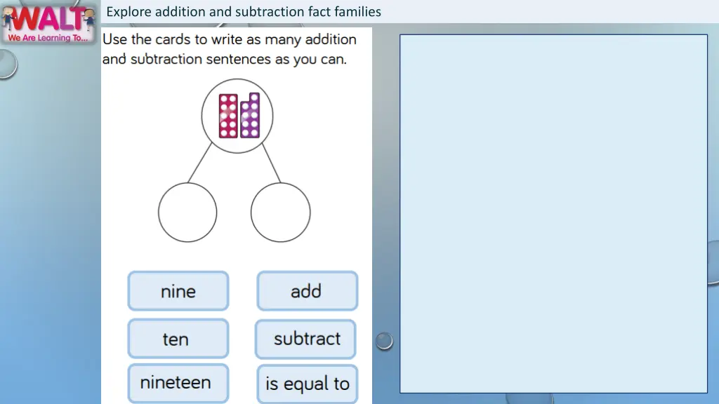 explore addition and subtraction fact families 2