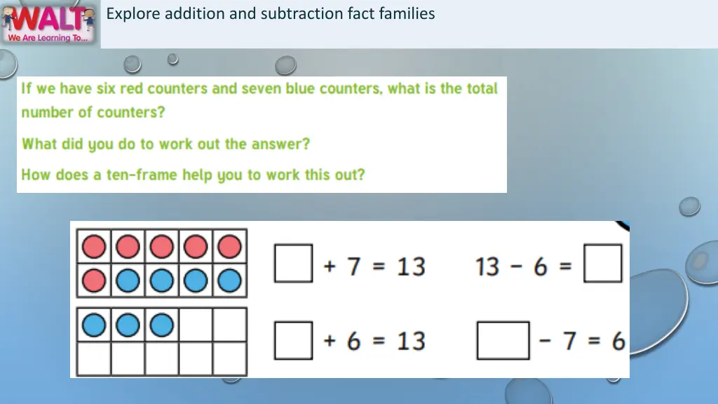 explore addition and subtraction fact families 4