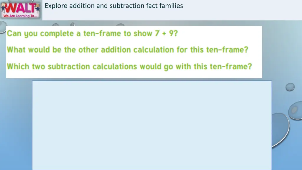 explore addition and subtraction fact families 5