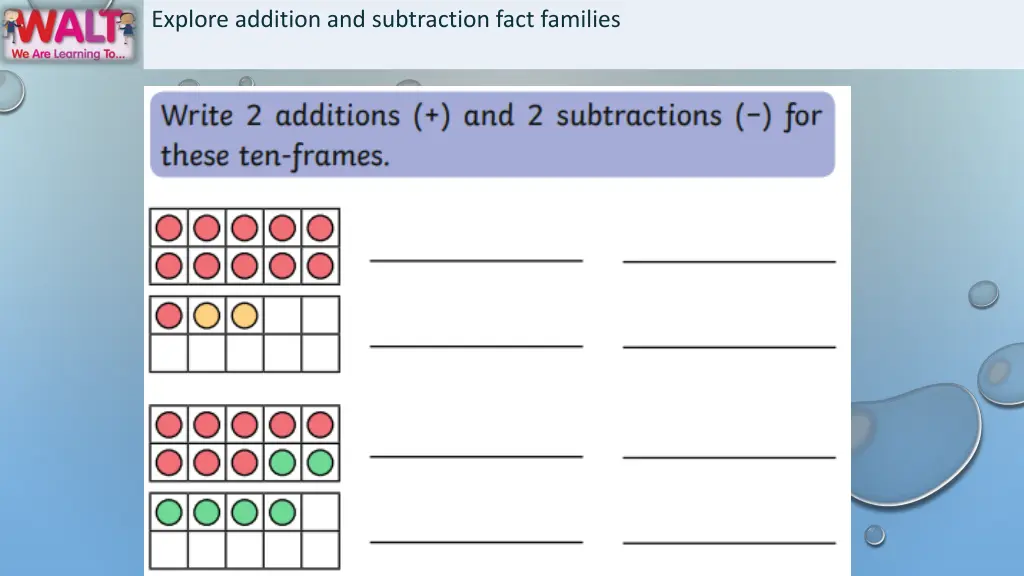 explore addition and subtraction fact families 6