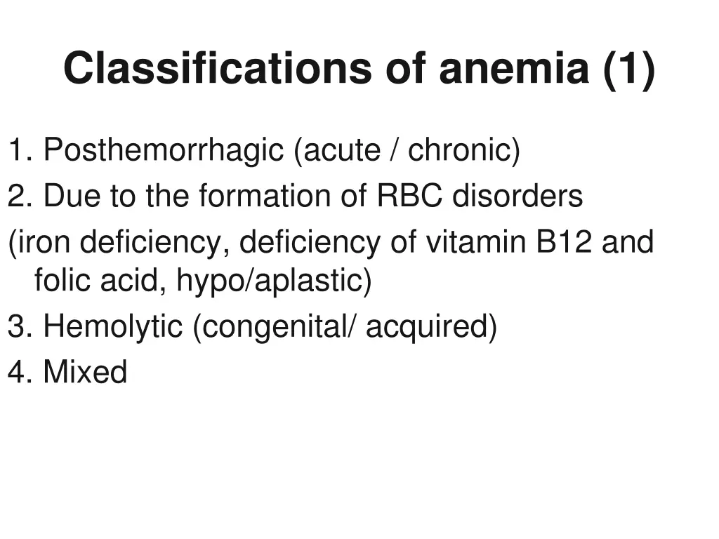 classifications of anemia 1