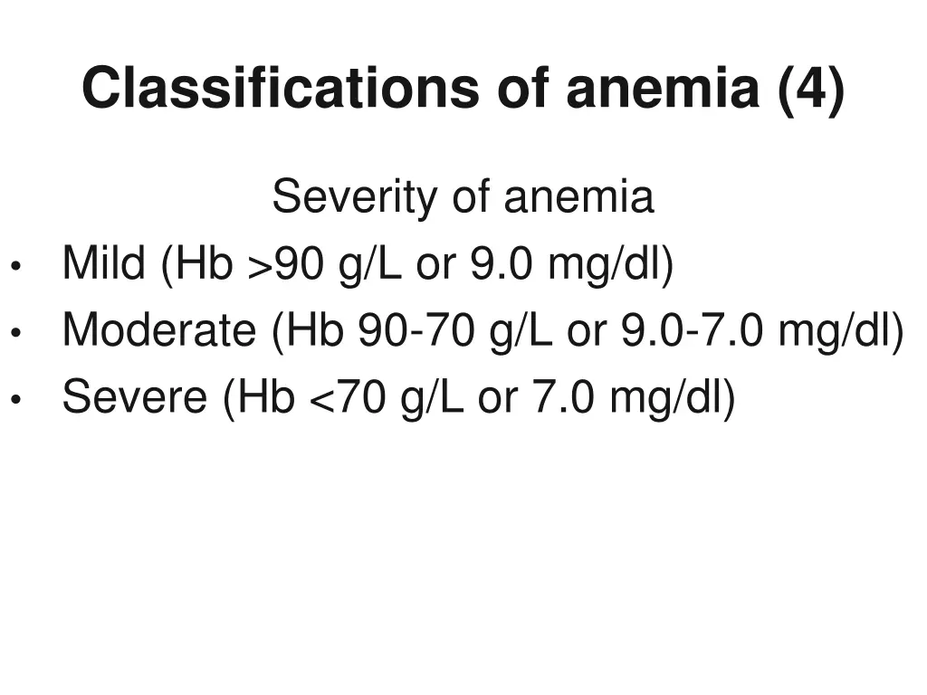 classifications of anemia 4