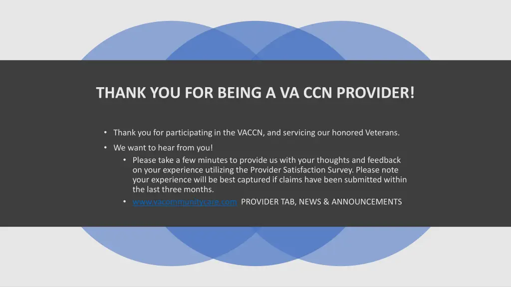 thank you for being a va ccn provider