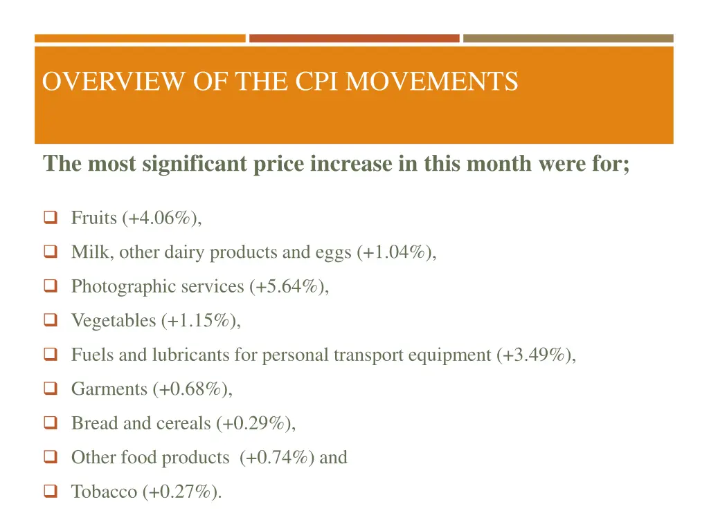 overview of the cpi movements 1