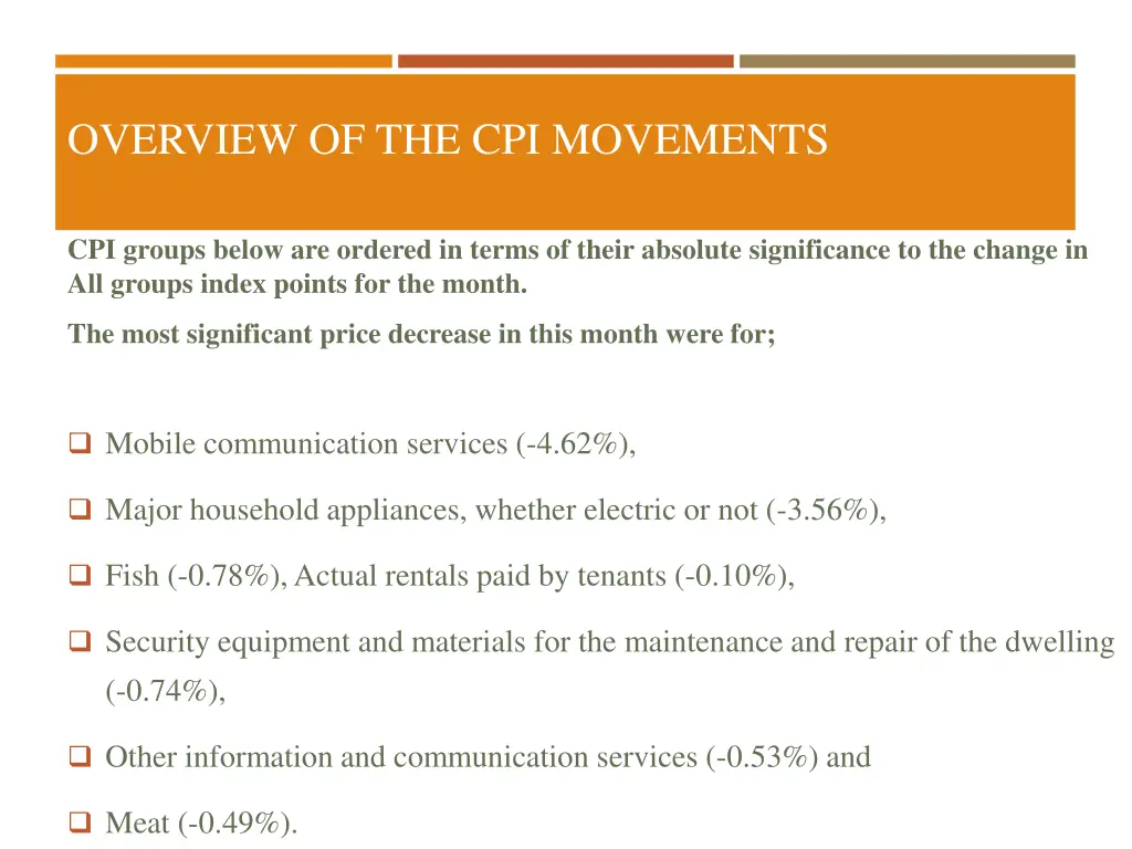 overview of the cpi movements