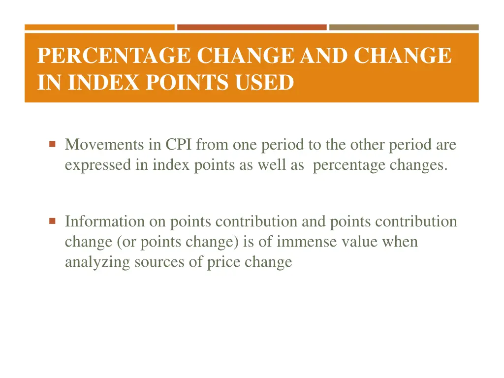 percentage change and change in index points used