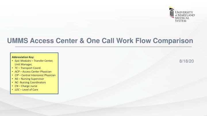 umms access center one call work flow comparison