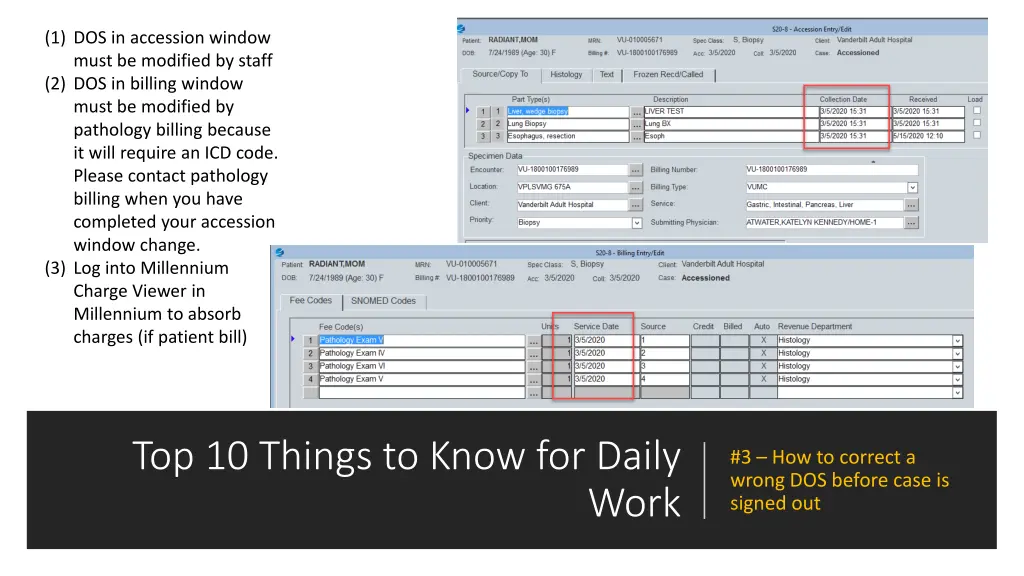 1 dos in accession window must be modified