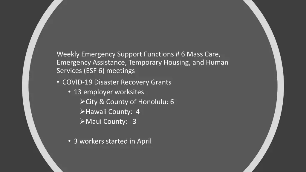 weekly emergency support functions 6 mass care