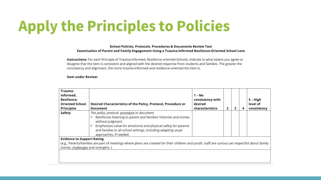 apply the principles to policies