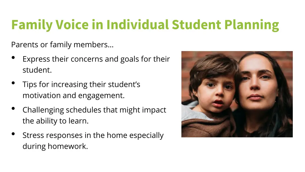 family voice in individual student planning