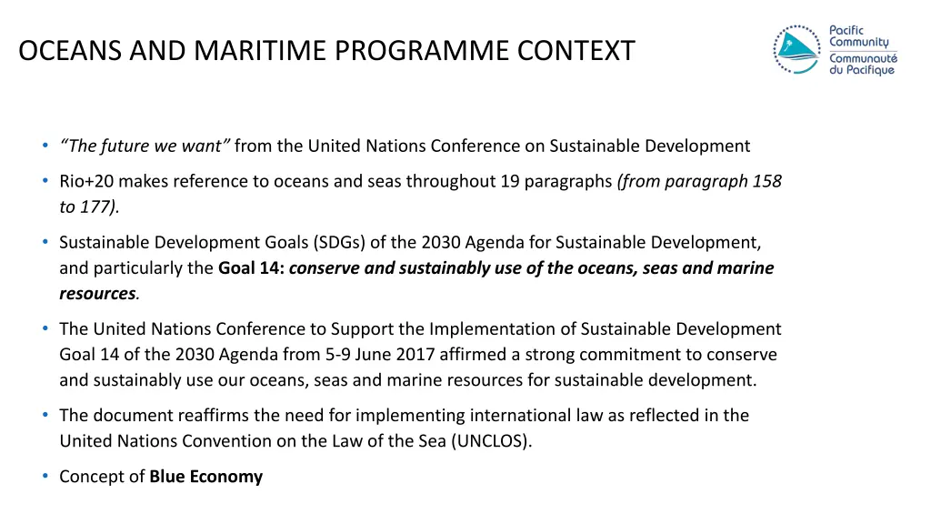 oceans and maritime programme context