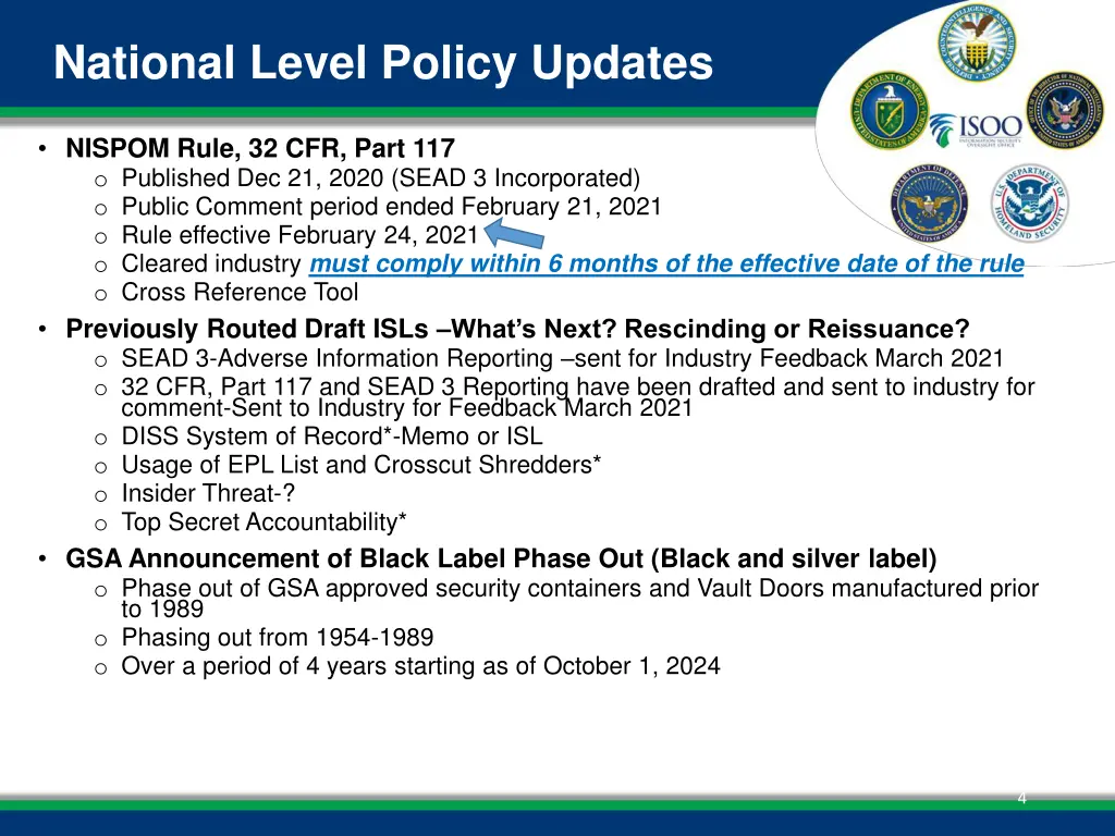 national level policy updates