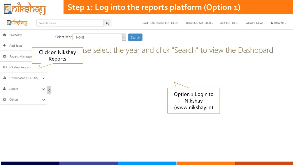 step 1 log into the reports platform option 1