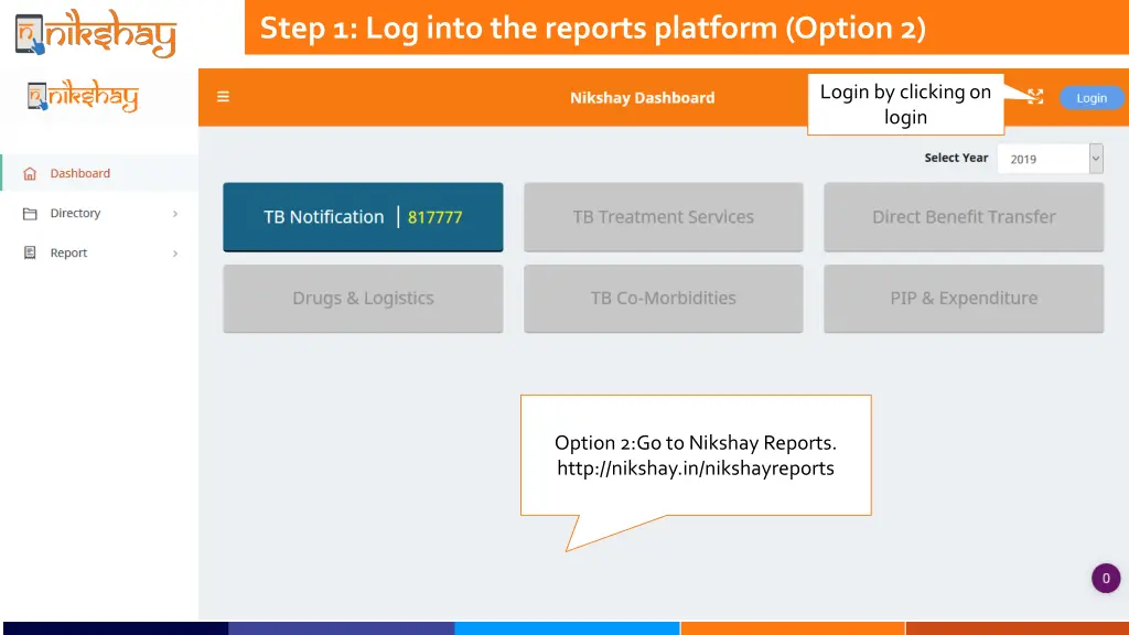 step 1 log into the reports platform option 2