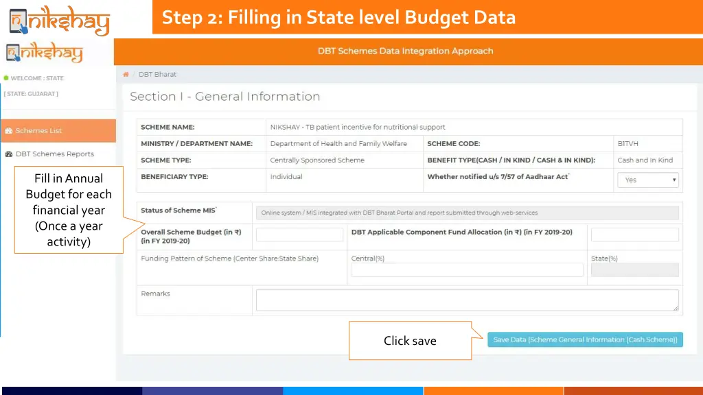 step 2 filling in state level budget data