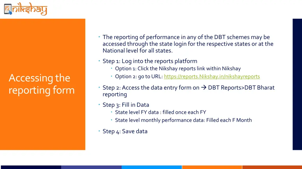 the reporting of performance