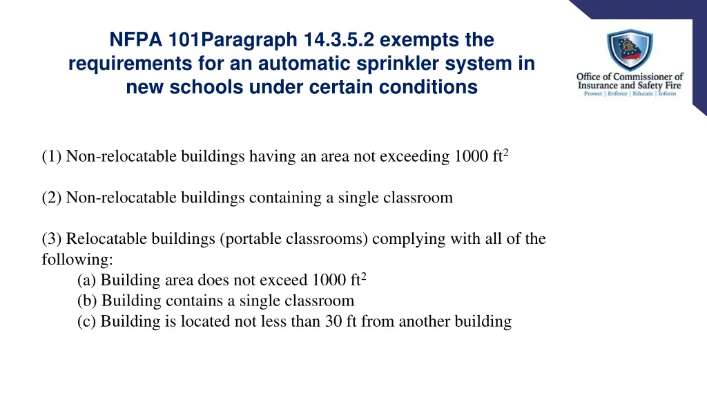 nfpa 101paragraph 14 3 5 2 exempts