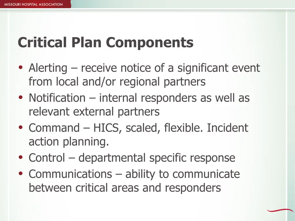 critical plan components