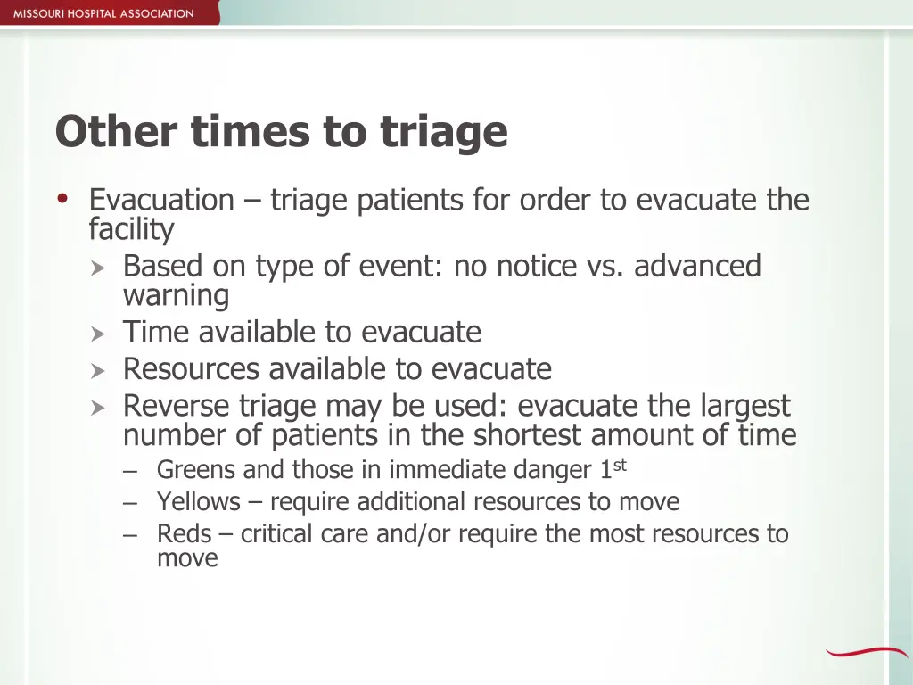 other times to triage