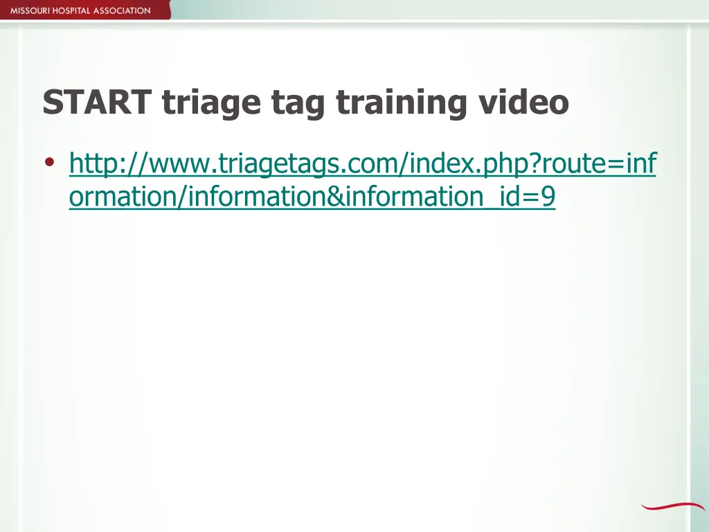 start triage tag training video