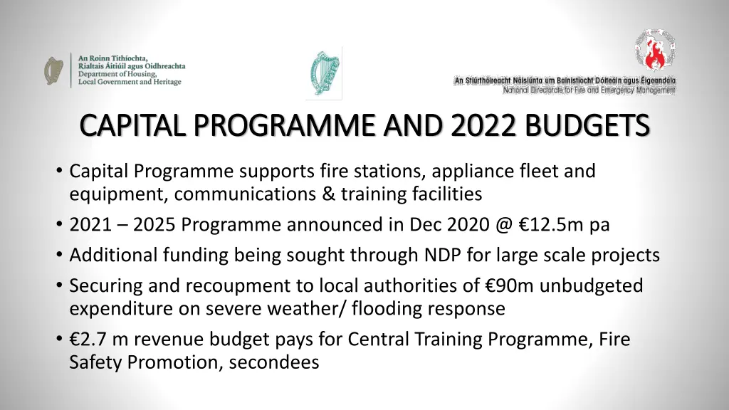 capital programme and 2022 budgets capital