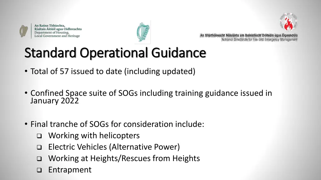 standard operational guidance standard