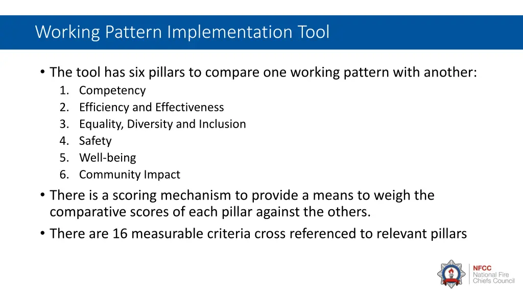 working pattern implementation tool 3