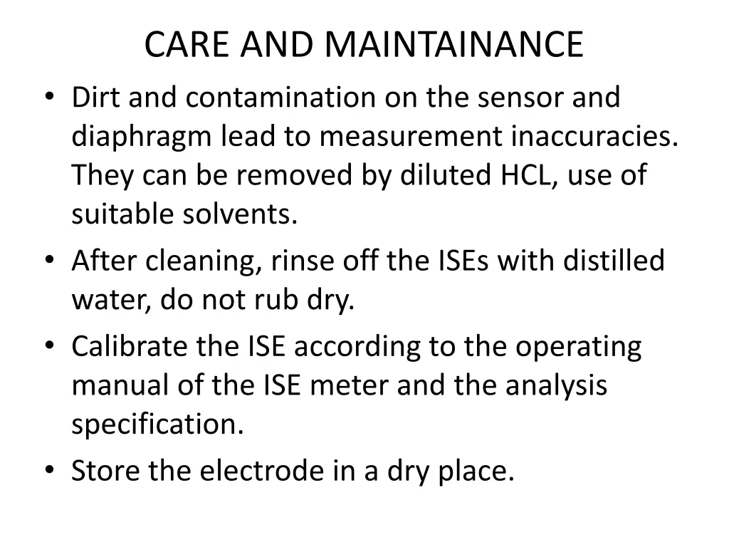 care and maintainance dirt and contamination