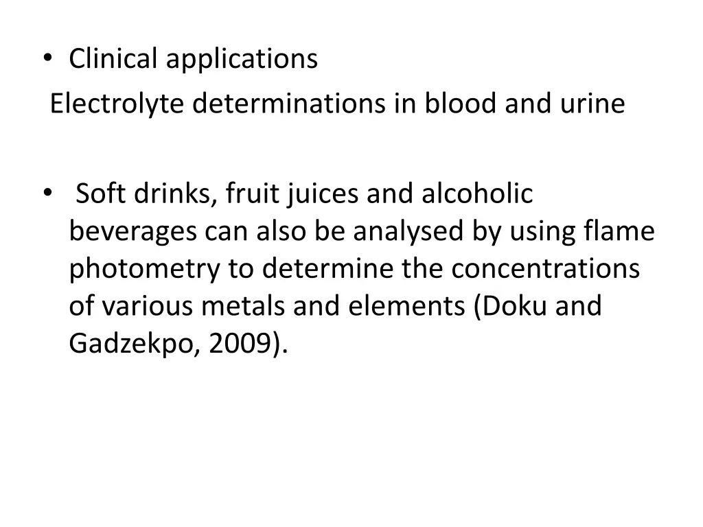 clinical applications electrolyte determinations