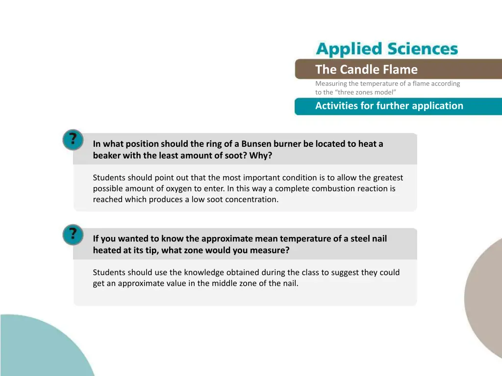 the candle flame measuring the temperature 18