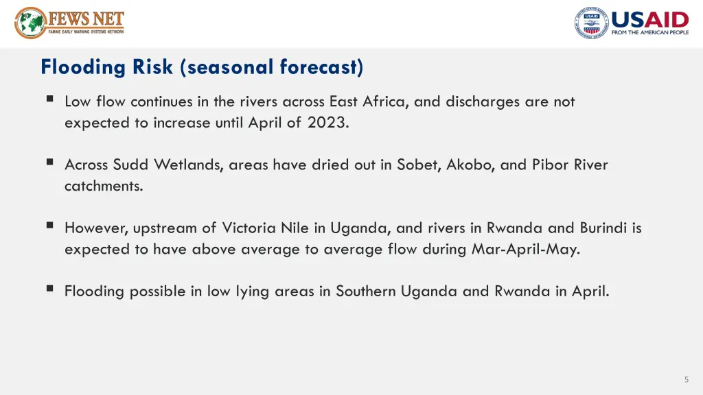 flooding risk seasonal forecast low flow