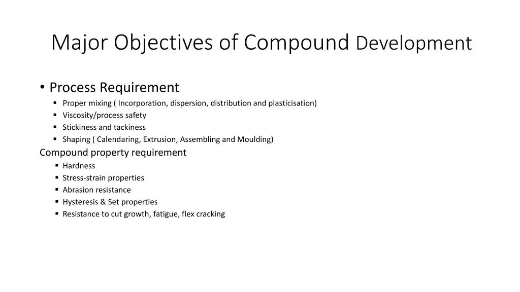 major objectives of compound development 1