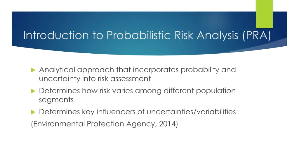 introduction to probabilistic risk analysis pra