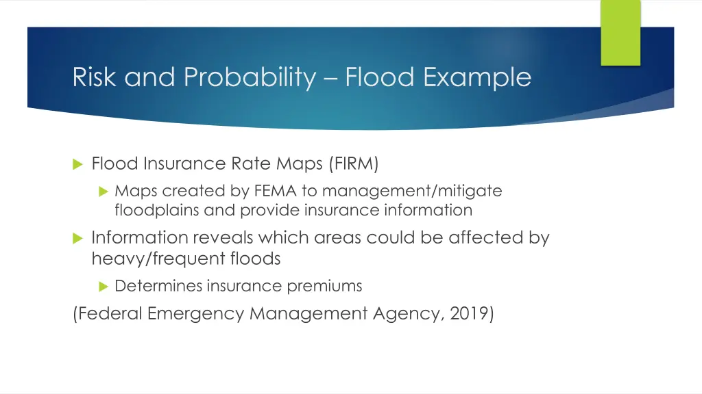 risk and probability flood example 1