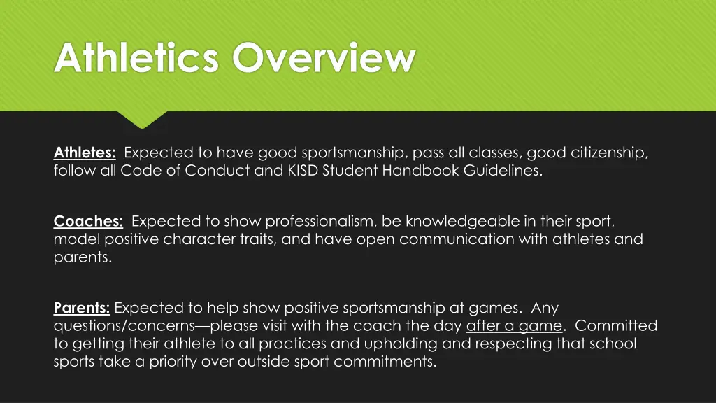 athletics overview