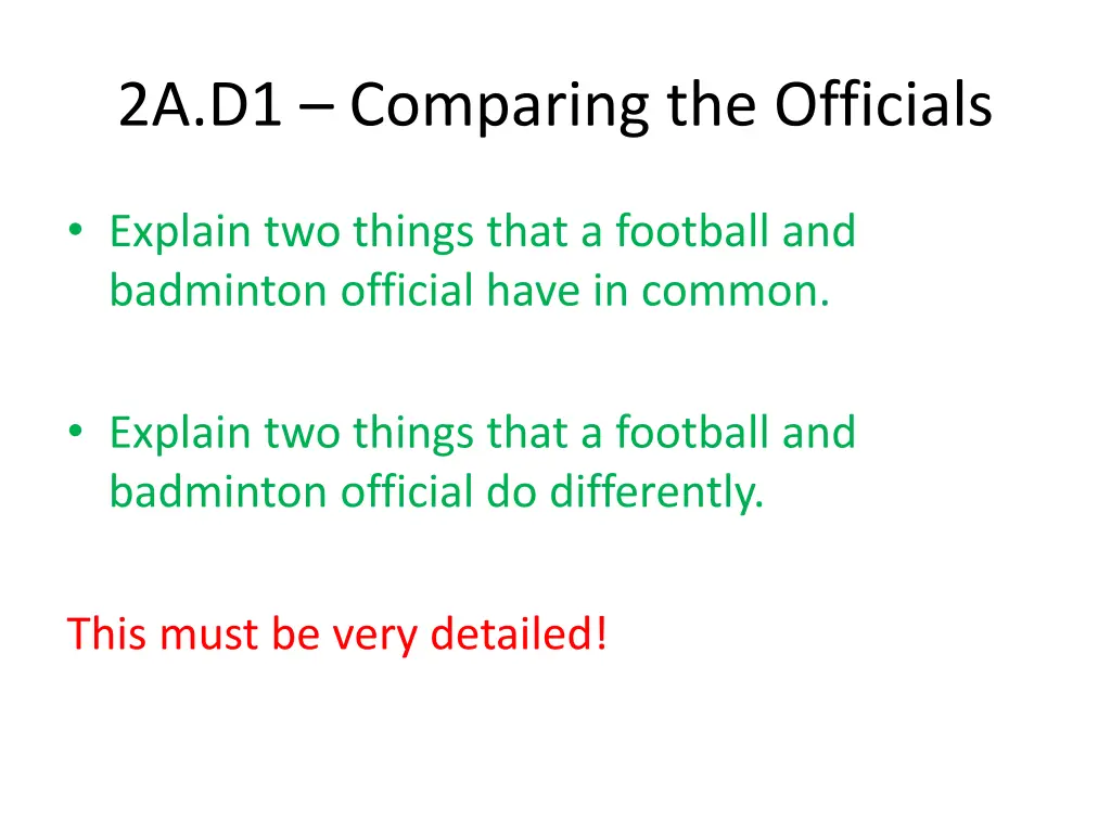 2a d1 comparing the officials