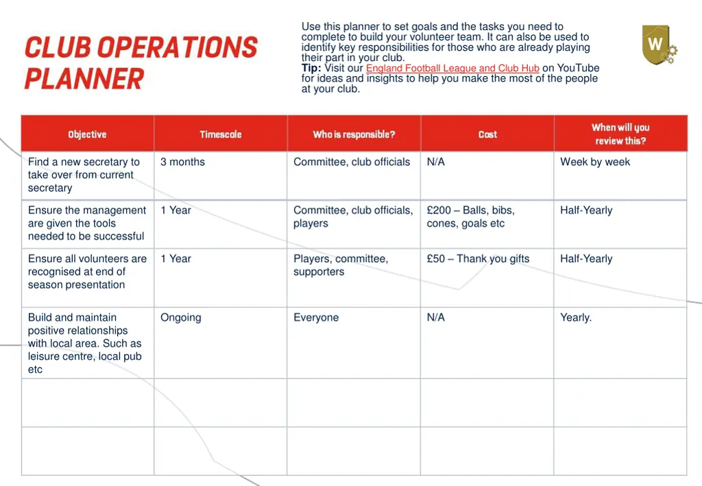 use this planner to set goals and the tasks