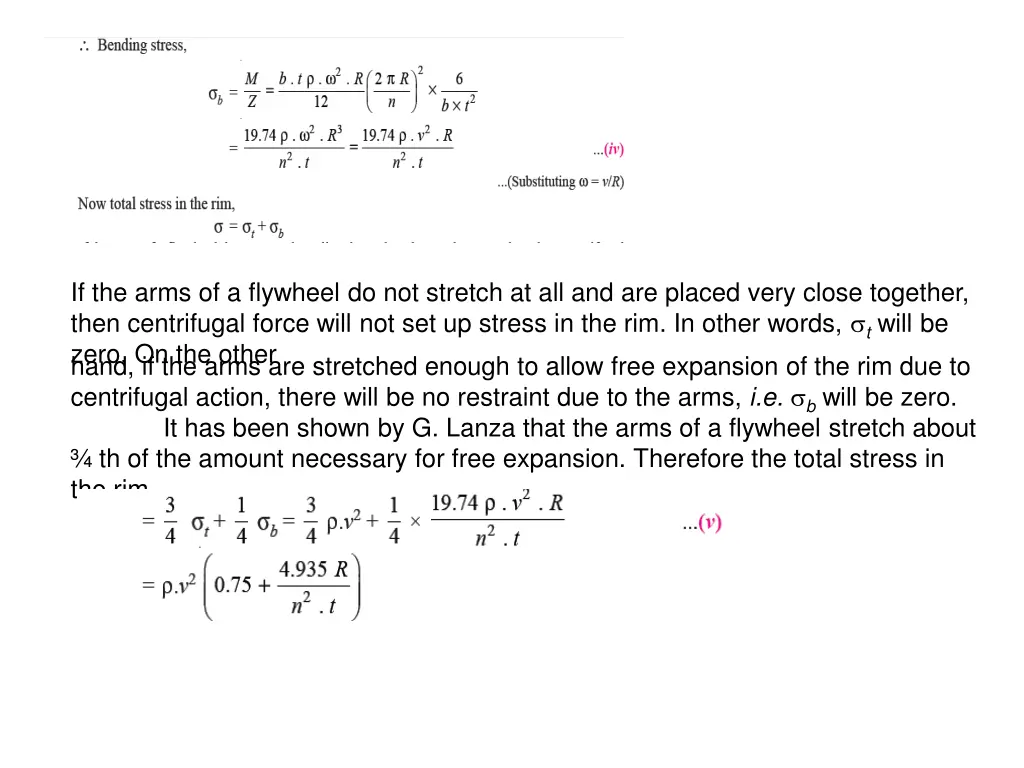 if the arms of a flywheel do not stretch