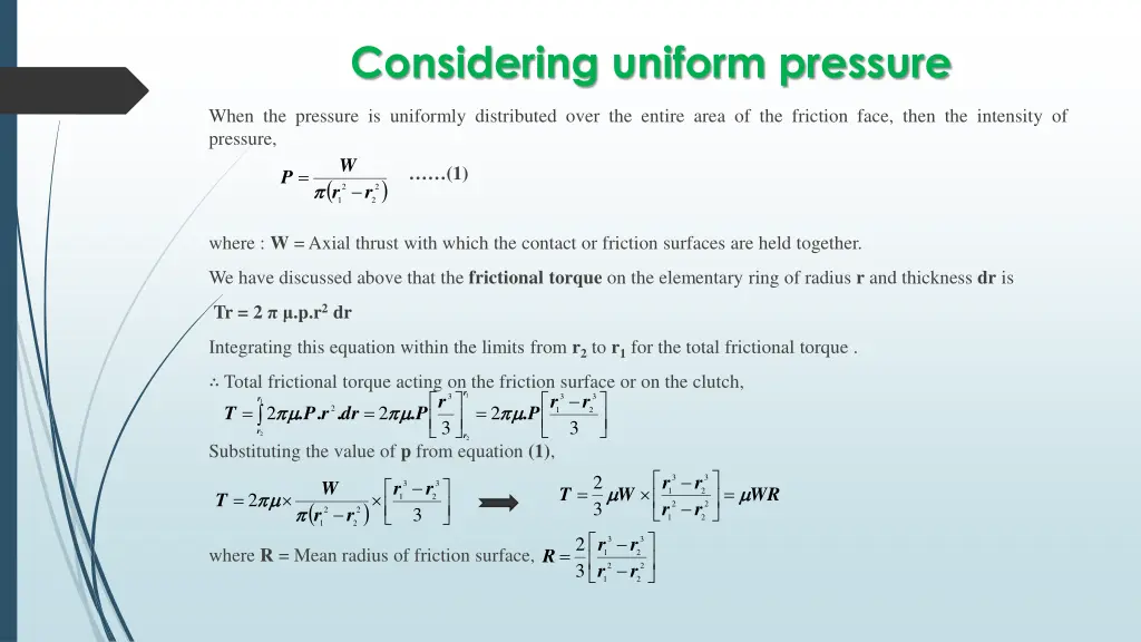 considering uniform pressure