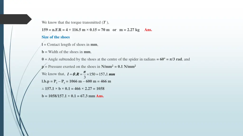 we know that the torque transmitted t