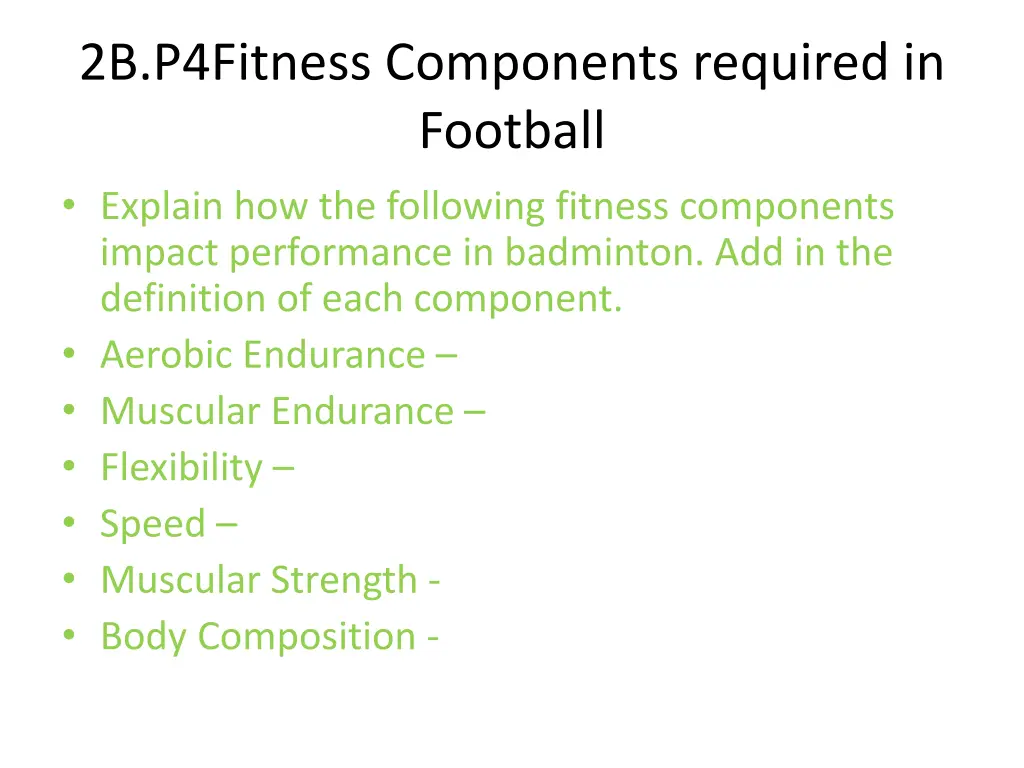 2b p4fitness components required in football