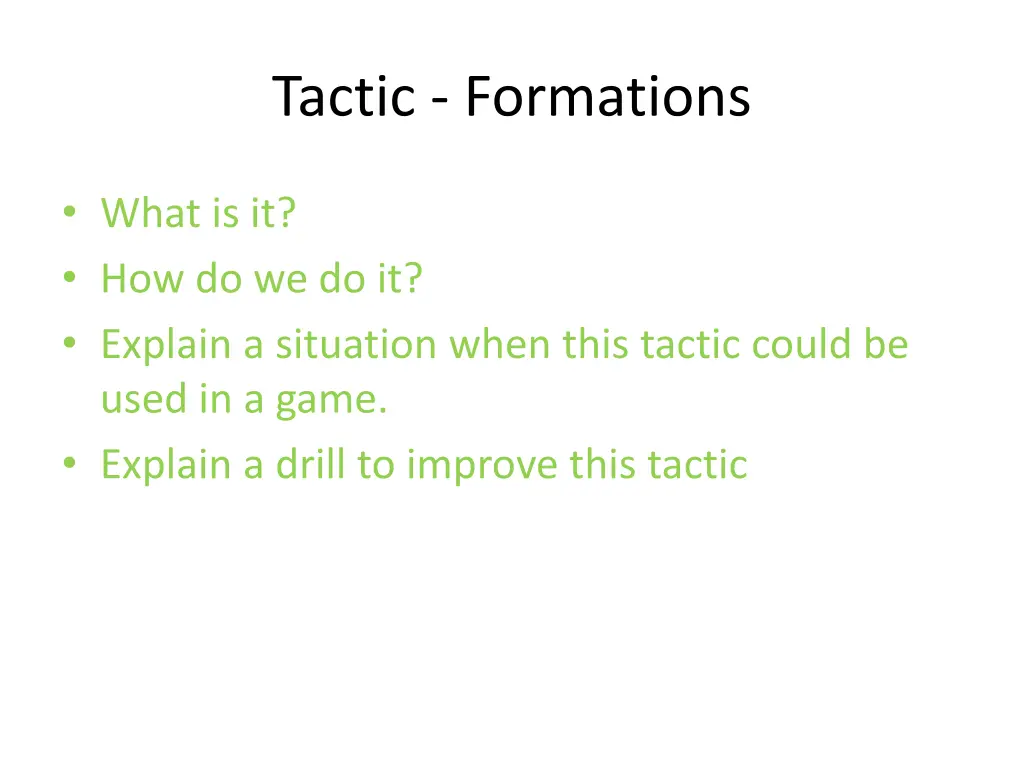 tactic formations