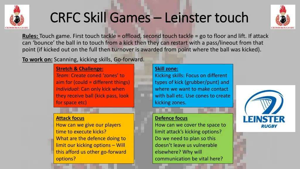 crfc skill games crfc skill games leinster touch