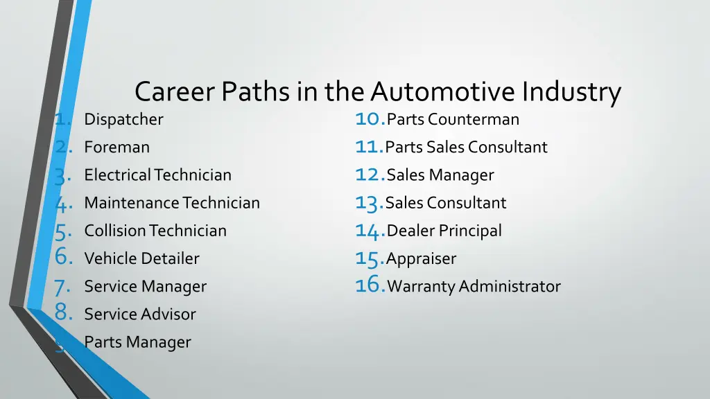 career paths in the automotive industry