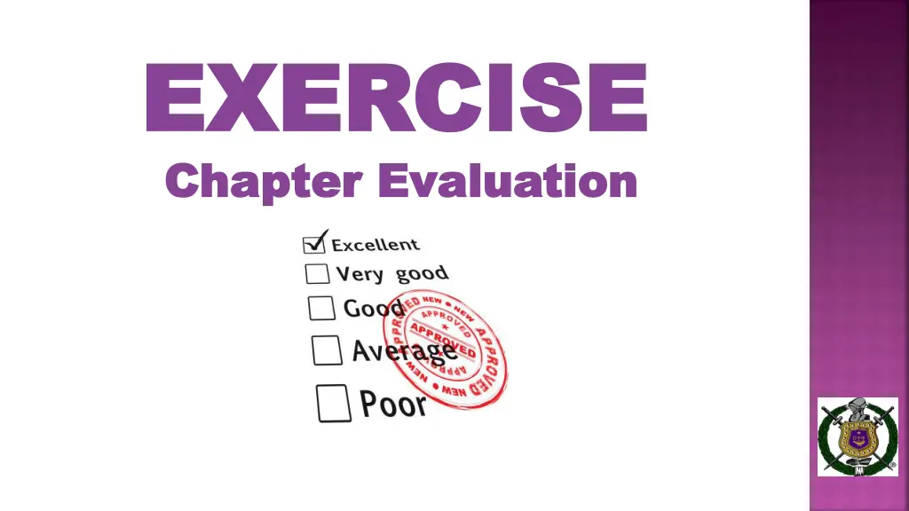 exercise exercise chapter evaluation chapter